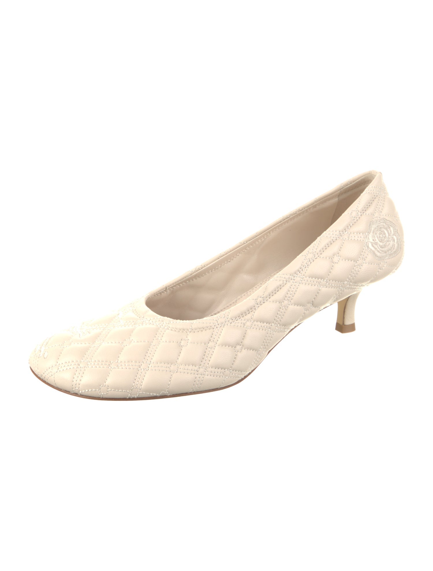 Burberry Leather Embroidered Accent Pumps